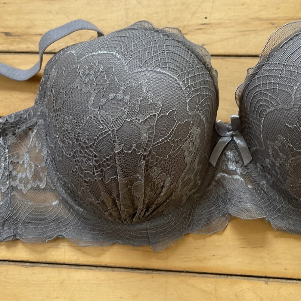 Rene Rofe Gray Lace Push-Up Bra - Picture 2 of 6
